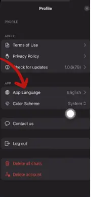 Click on the “App Language” option.