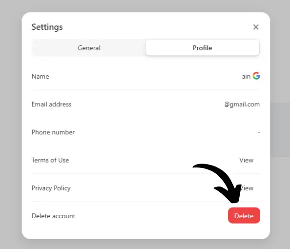 click on delete