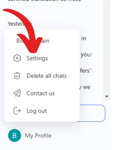 to press the “Settings” option