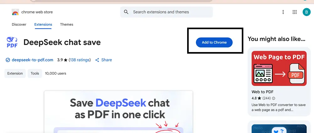 Install DeepSeek to PDF Chrome Extension